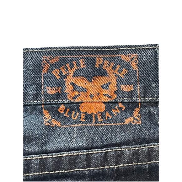 Rare Vintage Pelle Pelle Jeans Size Tag 42x34 Wide Leg Dark Wash Denim Hip Hop - Picture 4 of 8